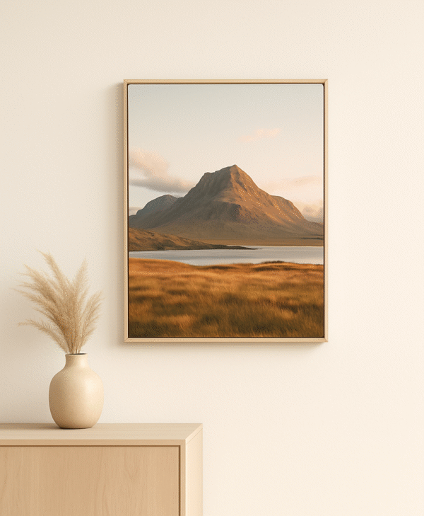 Drobė – nuotrauka ant drobės Nuotrauka ant drobės pakabinta virš komodos, minimalistinis interjeras